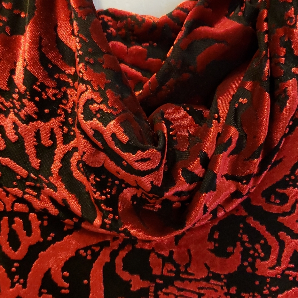 Ruby Rd Cowl Neck Top Red Black Pm - image 2